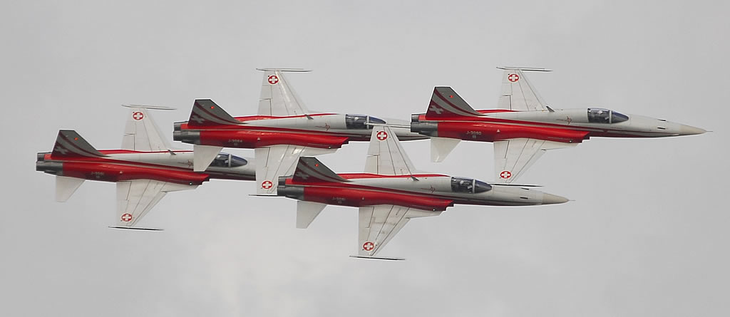 Patrouille Suisse Swiss demonstration team team flying in formation